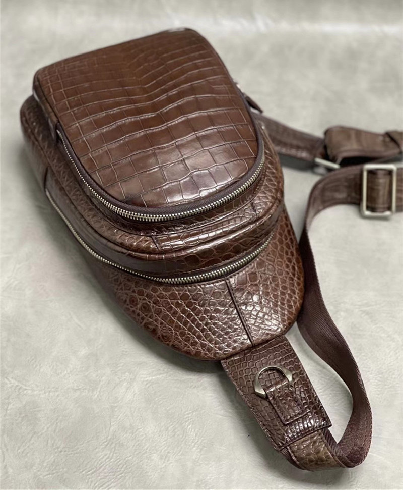 Exotic Crocodile Skin Men's Chest Bag Authentic Genuine Alligator Leather Male Messenger Bag Crossbody Shoulder Bag