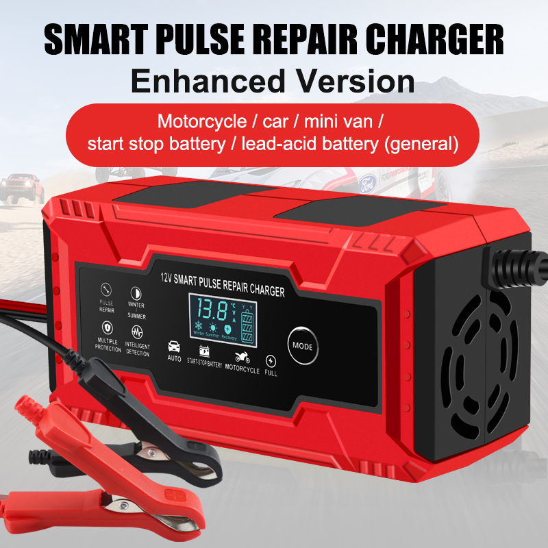 12V/20A Intelligent Repair Type Automatic 9-Stages LCD Car Battery Charger for Dry Wet Lead Acid Battery Power Charging