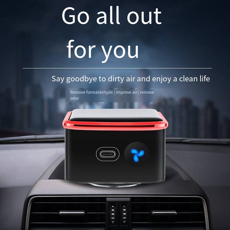 Car Mounted Solar Air Purifier Negative Ion Ozone Dual Air Purification