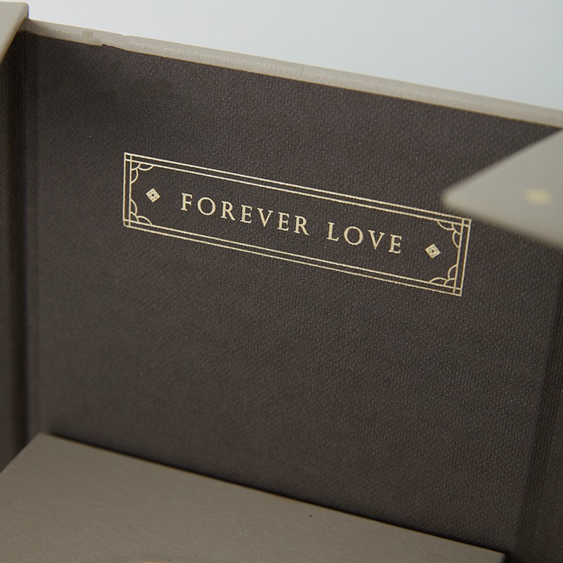 Square Rose Paper Cardboard Jewelry Gift Box with Drawer and Custom Gold Foil Stamping