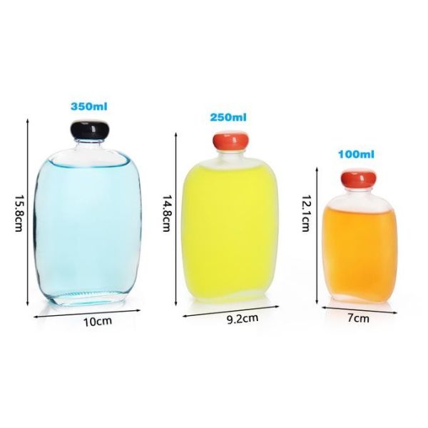 100ml Flat Square Airtight Glass Juice Container Bottles For Beverage Storage