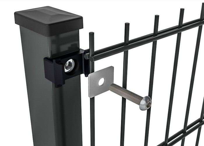 Double Wire Welded Security Fence , 1m Silver Galvanized Wire Fence Panels