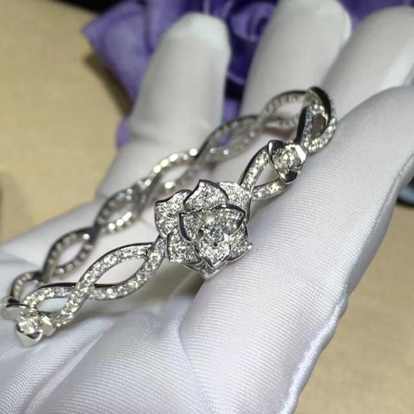 PIAGET brand jewelry Piaget Rose bracelet in 18K white gold set with 190