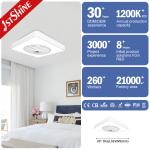 20 Inch Mini Dimmable Led Ceiling Fan 7 PC Blades White Finished For Indoor