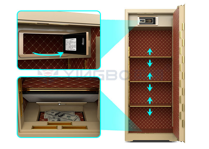 H1880mm Thickened Office Safe Box Double Rows Anti Explosion Latches Dual Intelligent Alarm