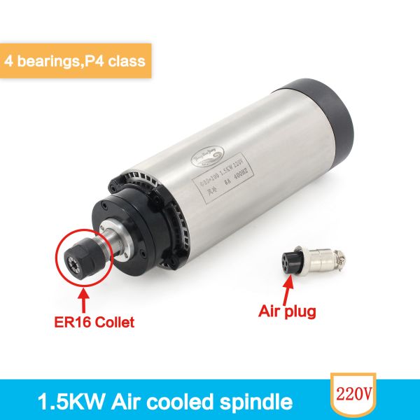 1.5KW 220V CNC Wood Engraving Spindle Motor ER16 Collet 400Hz 24000RPM