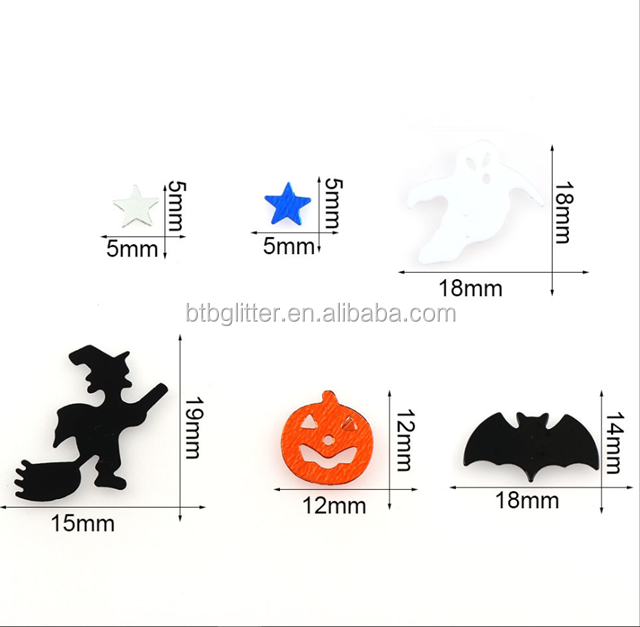 Add Some Fun to Your Toys Collection with Colourful Glitter Mix of Star Pumpkins Ghost Witches Hat Bat Halloween Shapes