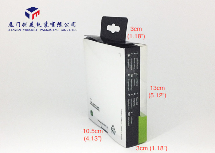 PET Plastic Box Hang Strip On Top Not Easily Deformed Full White Color Backside