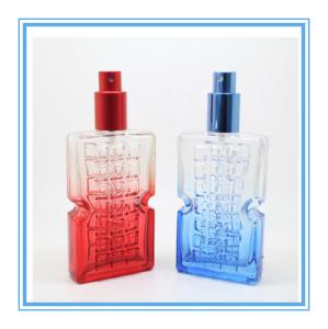 Wholesale 50ML square gradient orange or blue or red glass perfume bottle from china suppliers