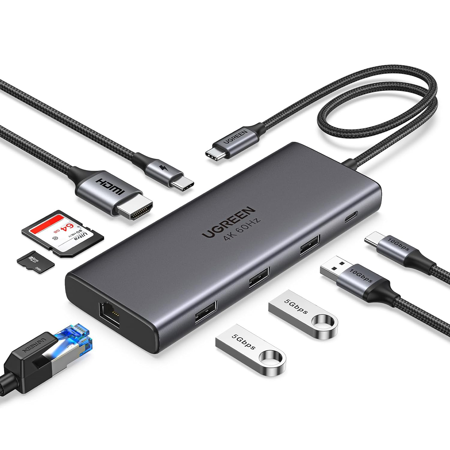 Revodok Pro 109 USB C Multiport Adapter 9 In 1 10Gbps USB C 3.2 & USBA 3.2 100W