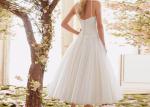 Sling Short White Wedding Dresses Top Lace And Down Tulle Over Knee Ball Gown