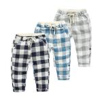 Unisex Cute Newborn Baby Clothes Cotton Plaid Harem Pants Knitted Fabric
