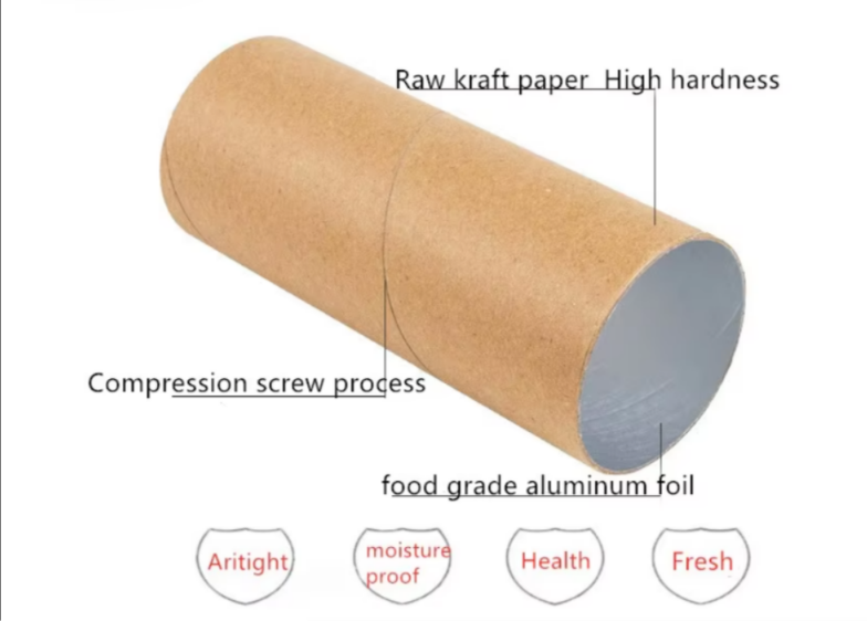 Customizable Round Cylindrical Cardboard Box Packaging Biscuits Tea Coffee Beans Dried Fruit Food Paper Tube