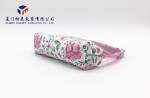 Leather Makeup Bag White PU Leather With Customized Printing Super Clear PVC