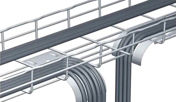 Close-up of hydraulic system in cable tray machine