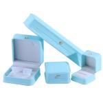 Jewelry Package in Cyan with Crown Design Hanhong Custom Logo Luxury PU Leather