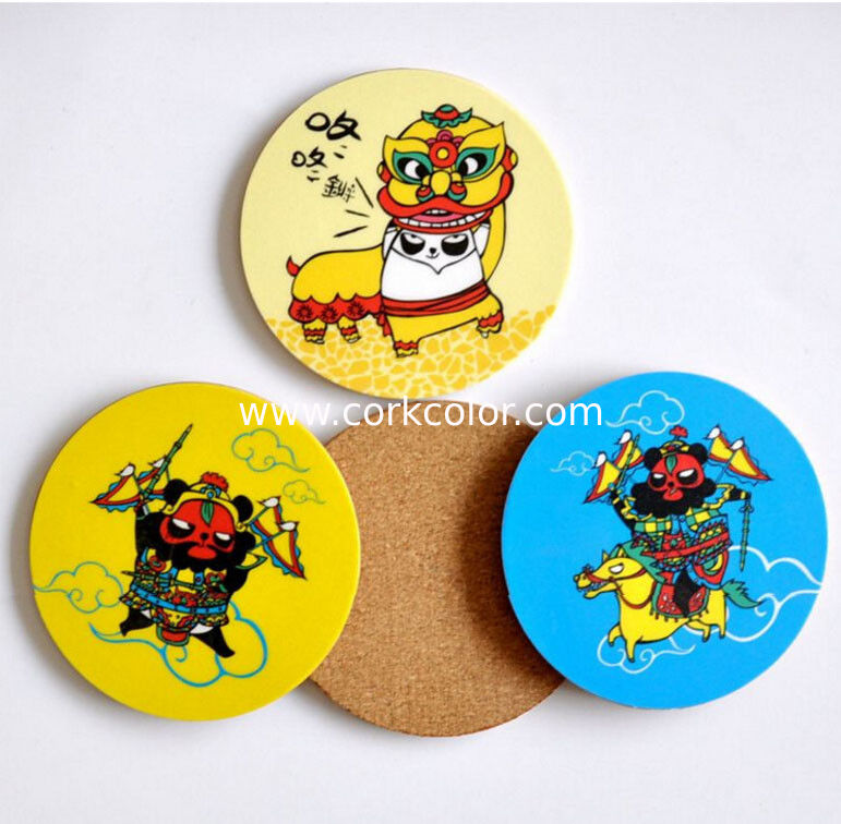 Hot Wholesale Round Shape cork coaster Customized size and printed logo for home and hotel