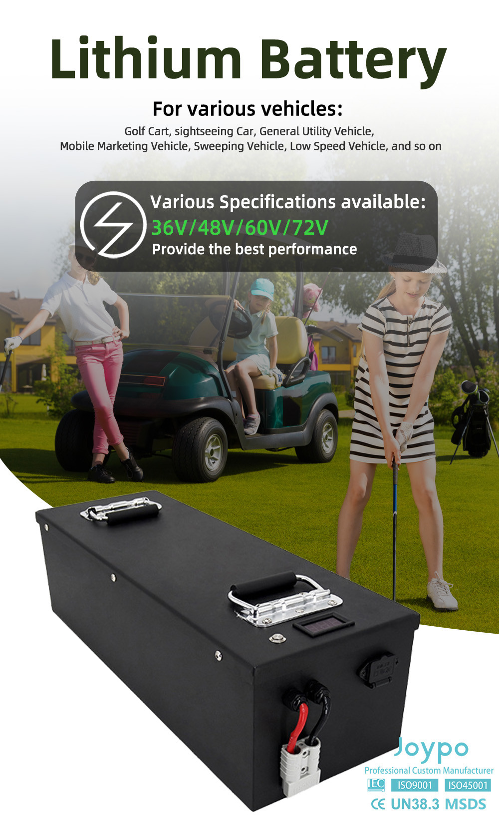 4000 Cycles 48 Volt Lithium Ion Golf Cart Battery Pack 150Ah For Electric Club Car