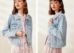 OEM Denim Jacket Women Embelishment Light Wash Trucker Elegant Style