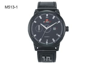 Wholesale Date Display Men's Quartz Watch Black And Brown Leather Band M513 from china suppliers