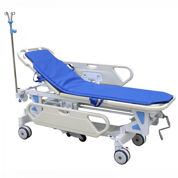 Quality Galvanized Steel Patient Transfer Trolley With Manual Crank 630 - 930mm Height Adjustment for sale