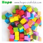 Natural color multi-colored wooden suare cubes blocks for children DIY craft