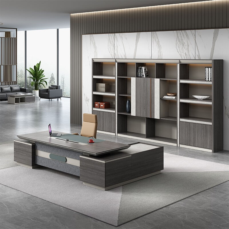 Customized Colors Modern Simple Style L Shape MDF Boss CEO Office Desk with Cabinet