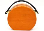 High Level Round Wooden Clutch Bag With O Shape Chain 20 * 15 * 7cm