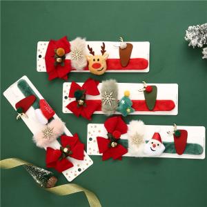 Wholesale Christmas Slap Bracelets Kids Hair Bow Clips Barrettes Hairpin 43g With Santa Claus from china suppliers