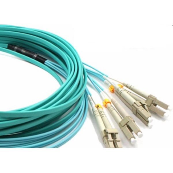 8 Core MTP-LC OM3 10G 50/125 Ruggedized Distribution Fiber Optic Patch Cord LSZH Jacket Round Cable