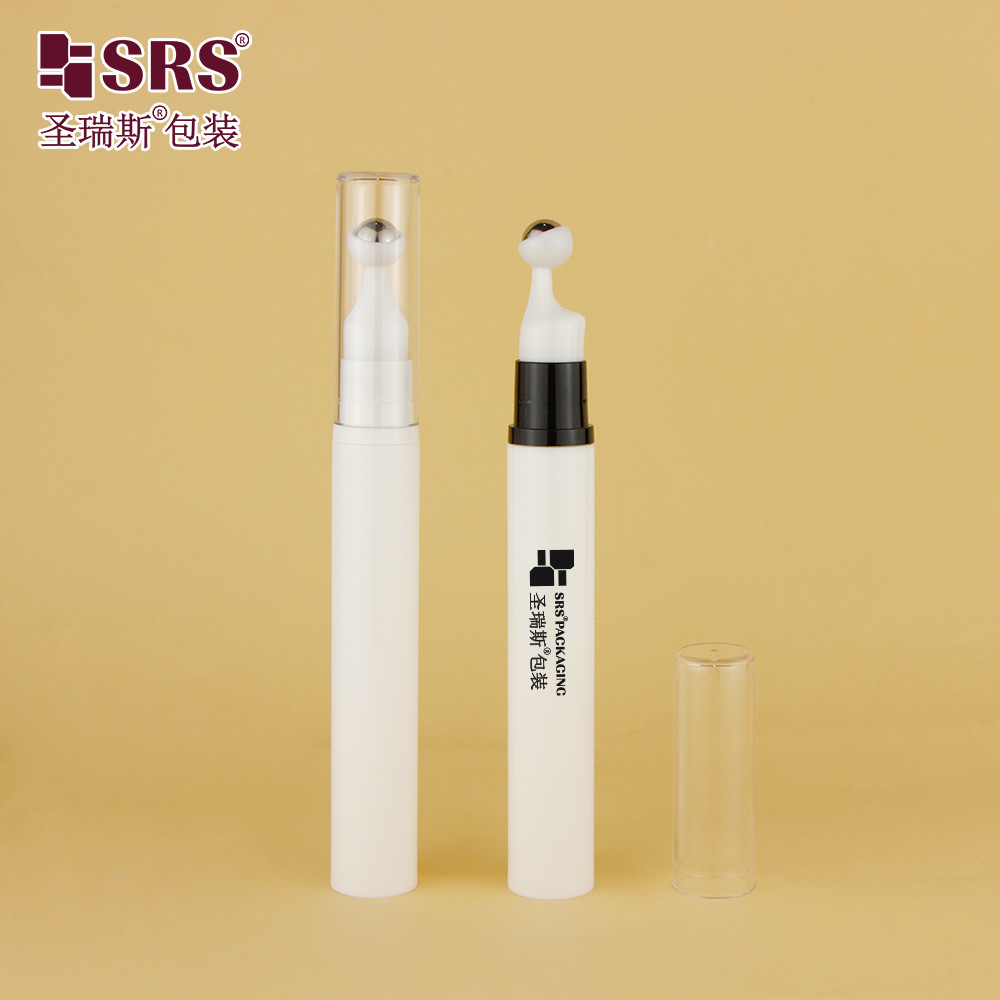 A0031 5ml 10ml 12ml 15ml AS PP Airless Empty Pump Pressing Roller Ball Bottle For Cosmetic Eye Gel Massage Serum Applicator