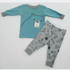 Wholesale Cotton 1x 1 Rib Baby Boy 2pcs Set O Neck Collar Ribbed Pyjama Set from china suppliers