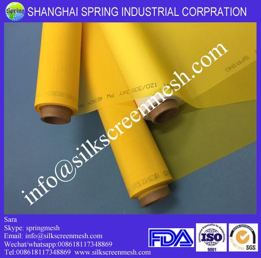 100% polyester monofilament screen printing mesh 72T white/yellow 55 micro silk