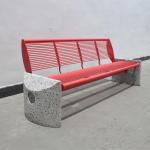 3 Seater Outdoor Steel Park Benches Seats With Backrest Cement Stone Base