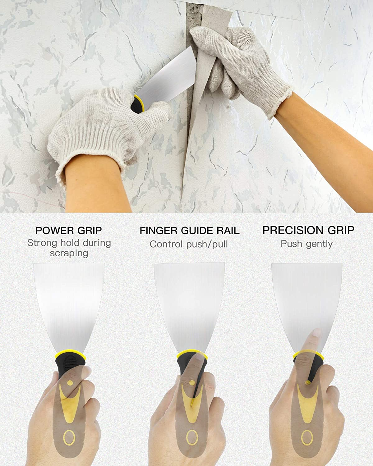 4 Pack Multi Putty Knife Scrapers Set Spackle Knife Premium Stainless Steel Paint Scraper Blade