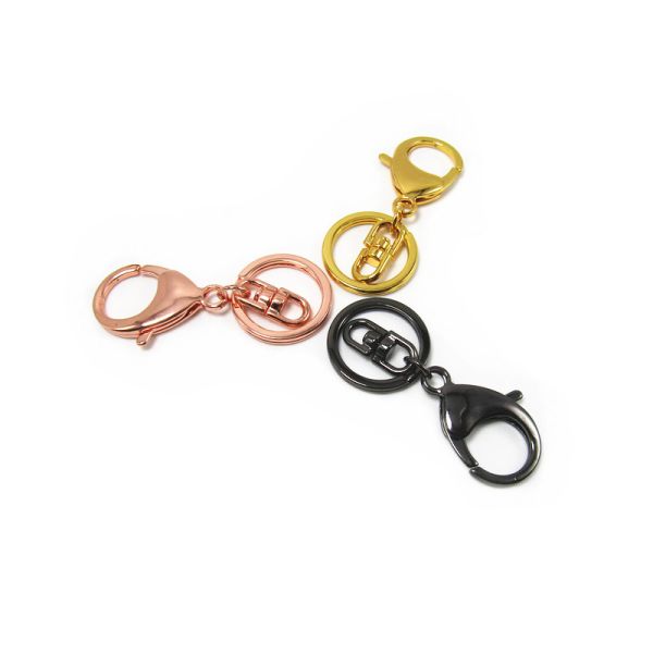 Factory PVD Finish Stainless Steel Swivel Lobster Clasps Clips Hooks Key Ring DIY Key Chains Split Key Ring