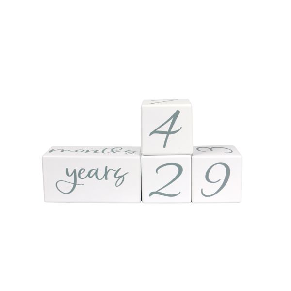 Wooden Baby Milestone Blocks Set of 6 with Canvas Bag Packing