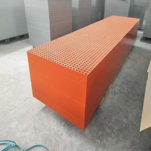 Wholesale Orange color grating of mesh size 40x40 of height 50mm, panel size 1007x4040mm, concave surface. Perfect for water plant walkway or corridor from china suppliers