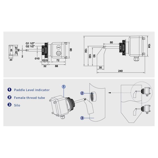 Beton Cement Silo Level Indicator IP65 Protective In Round Shape