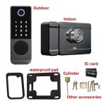 Aluminum Alloy Smart Rim Lock 60mm Fingerprint Code Door Lock