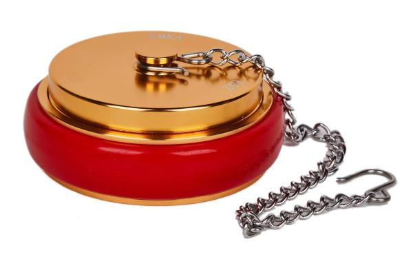 Gold Color Machino Coupling Female Cap With Chain - Strong Lightweight - 65mm (2
