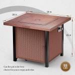 30 Inch Res Outdoor Propane Fire Pit 50,000 BTU Adjustable Flame Square Fire