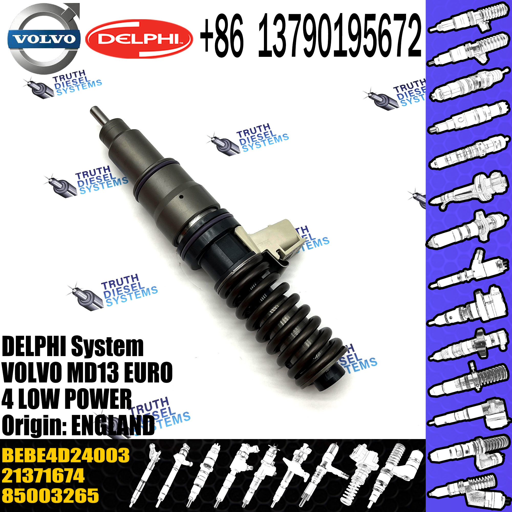 Direct Sale Diesel Fuel Injector 20972223 21371674 BEBE4D24003 For VOL MD13 EURO 4 LOW POWER