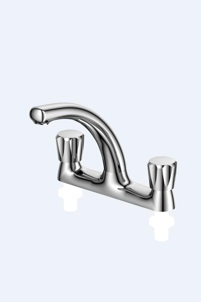 Vintage Chrome Monobloc Basin Taps Three Hole Double Handles Bath Mixer Tap