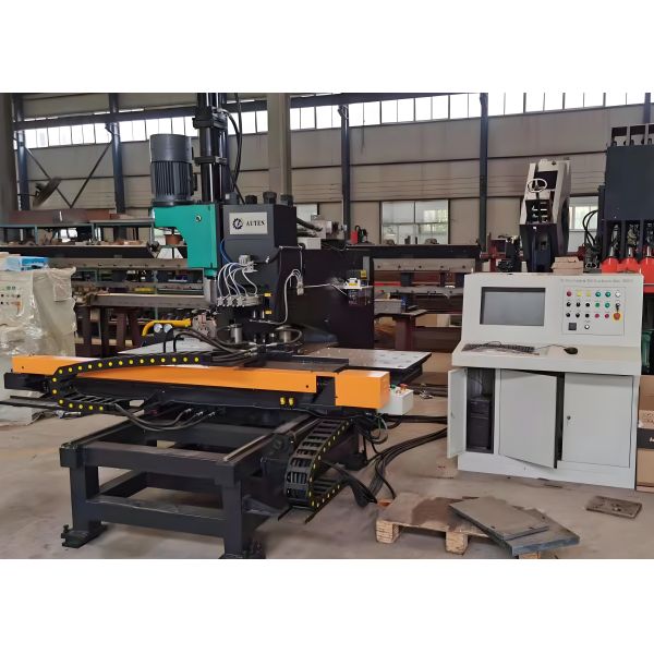 3.2×3×1.9m Overall Dimension CNC Plate Punching Marking And Drilling Machine 3 Die-Stations