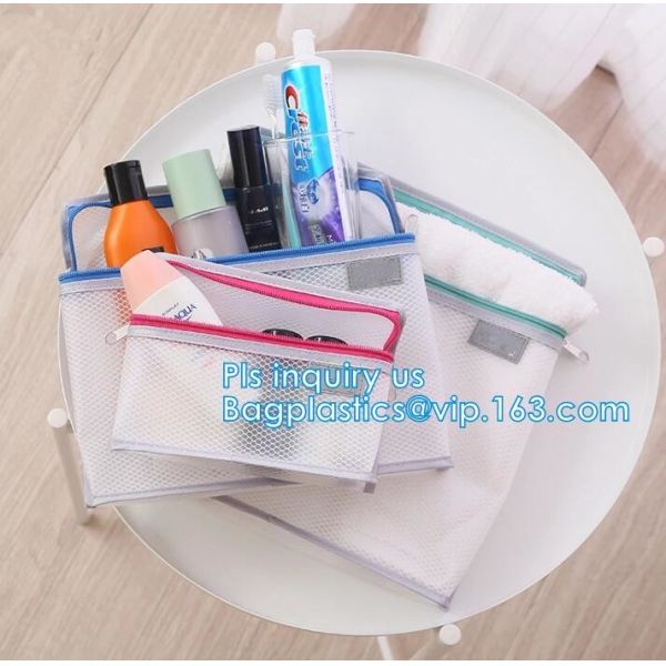 cosmetic mesh zipper bag for promotional gifts and cosmetics, Nylon Mesh Makeup Cosmetic Bag Clear Mesh Make up Cosmetic