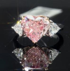 Wholesale Custom-Made Heart Cut Lab Created Diamond Ring Pink Jewelry 4.03ct Three Stone Style from china suppliers