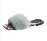 White Custom soft raccoon fur slipper Wholesale price real fur slipper New