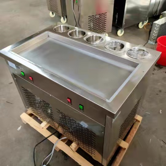 Commercial Fried Ice Cream Roll Maker Machine Double Pans