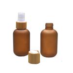 250ml Frosted Amber Cosmetic PET Bottle With Bamboo Pump
